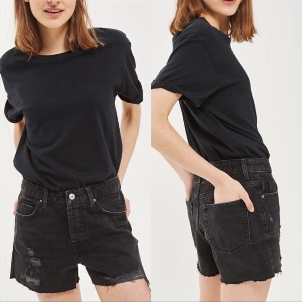 Topshop Moto Ashley Black Distressed Shorts Size 8